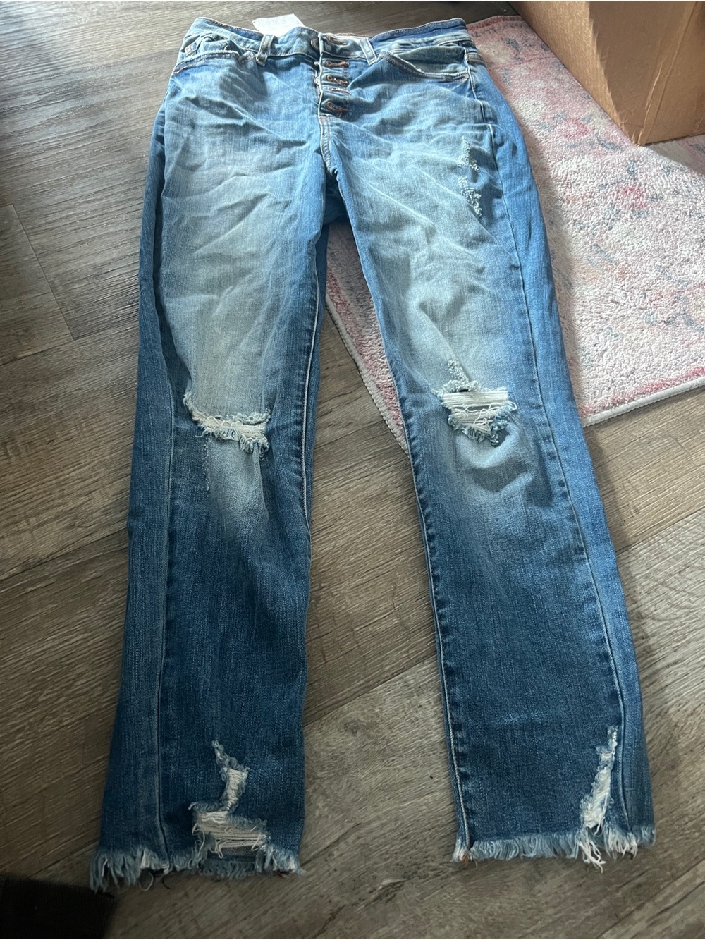Kancan Distressed Blue Women's Jeans - Classic Straight Fit